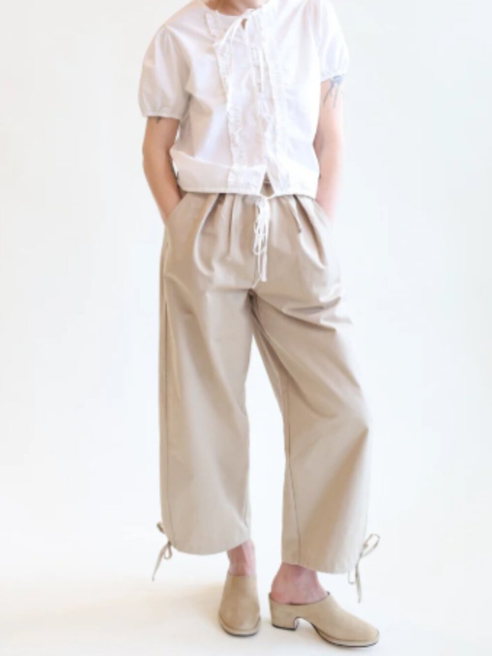 Drawcord Wide Leg Pant - Large